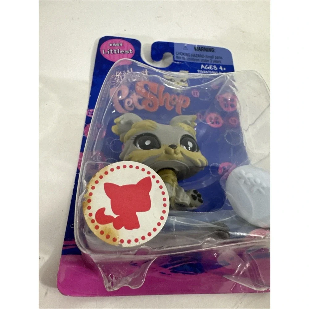 Littlest Pet Shop 883 Yorkshire Terrier Dog PUPPY Grey Purple Glass Eyes LPS USA